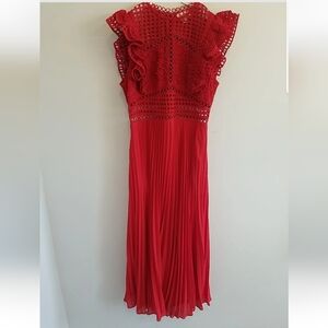 Coast Red Lace Midi Dress In Size US 8